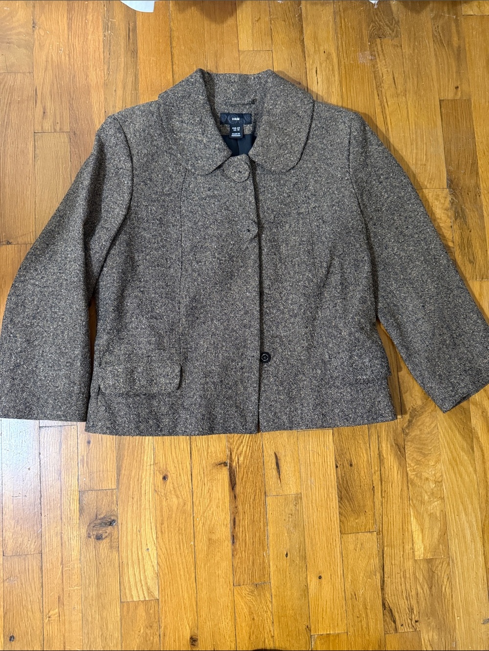 Women's Taupe Tweed Cropped Coat